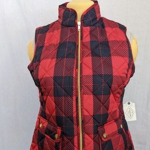 Women's NWT St. John's Bay Quilted Buffalo Plaid Vest Medium